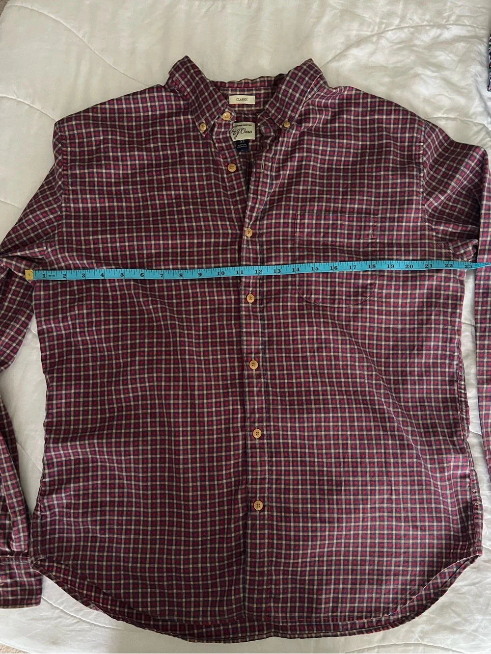J. Crew Men's Burgundy Plaid Button-Down Shirt